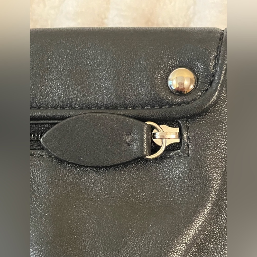 Coach Black Leather Pleated Clutch/ Wristlet - Picture 5 of 11
